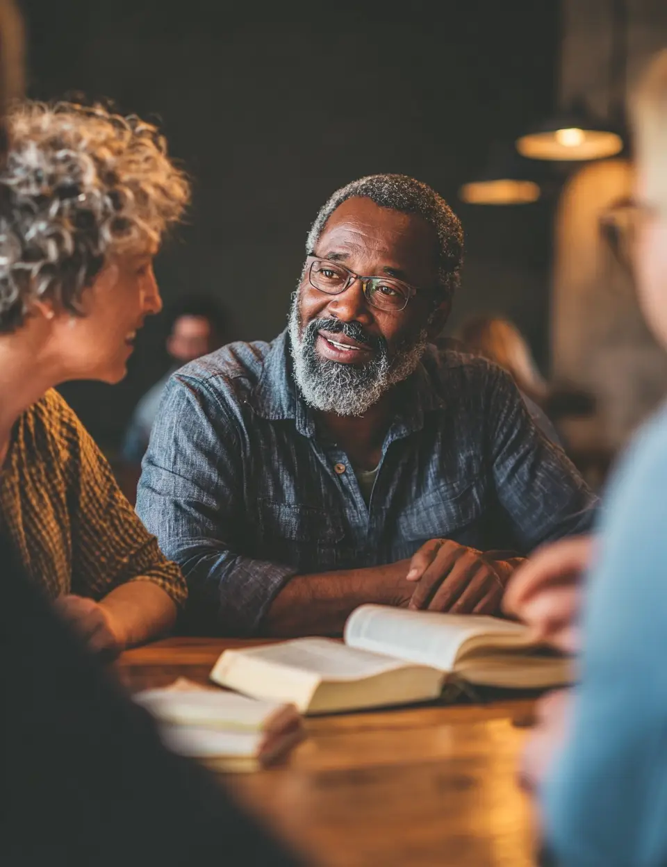 Believers sharing the Bible